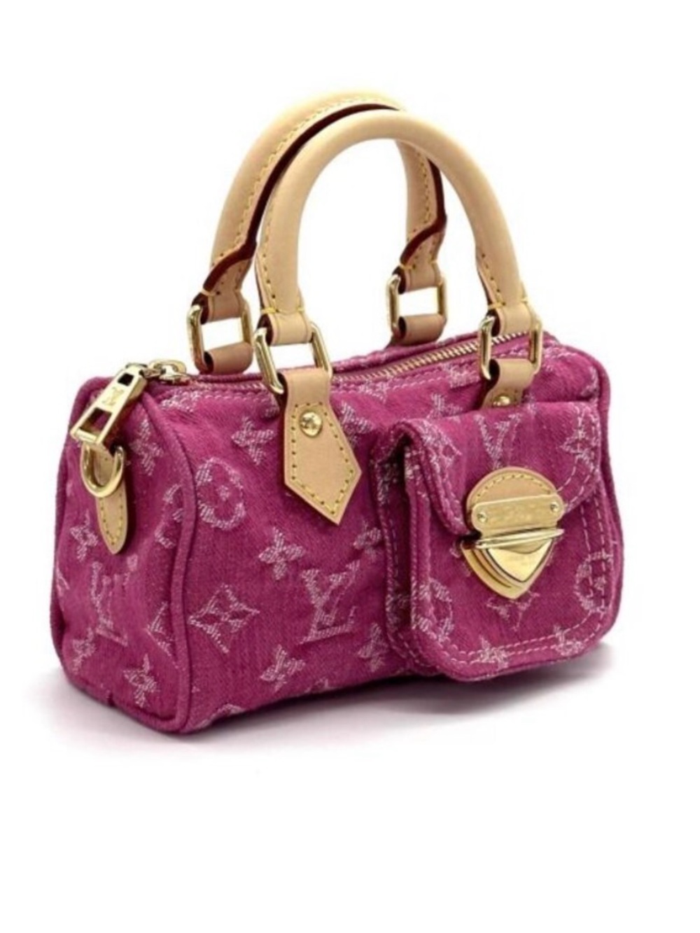 Louis Vuitton Pink Monogram Mini Satchel with Tan Handles